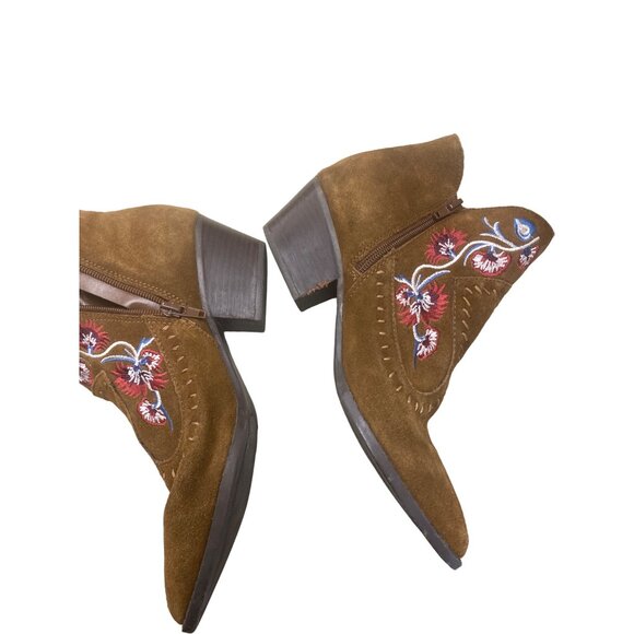 Women’s Carlos VIVIEN brown leather suede bootie size 7.5M SKU 1151 - Picture 6 of 10